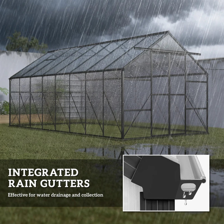 Aluminum Polycarbonate Walk-In Garden Greenhouse Kit - Spacious Year-Round Plant Protection