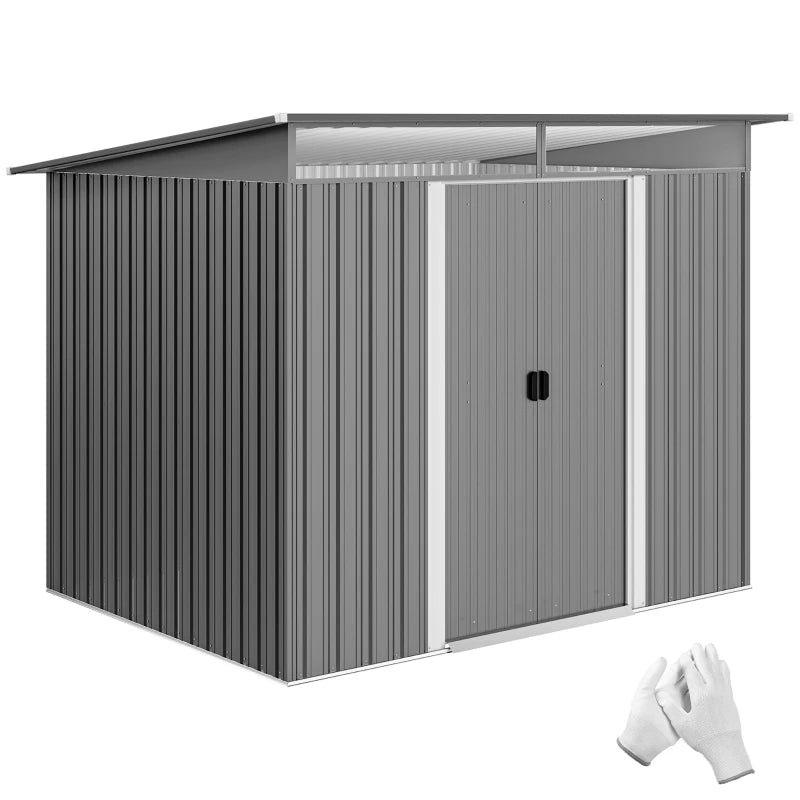 9' x 6.5' Outdoor Metal Garden Shed Utility Tool Storage - Durable Steel Backyard Storage