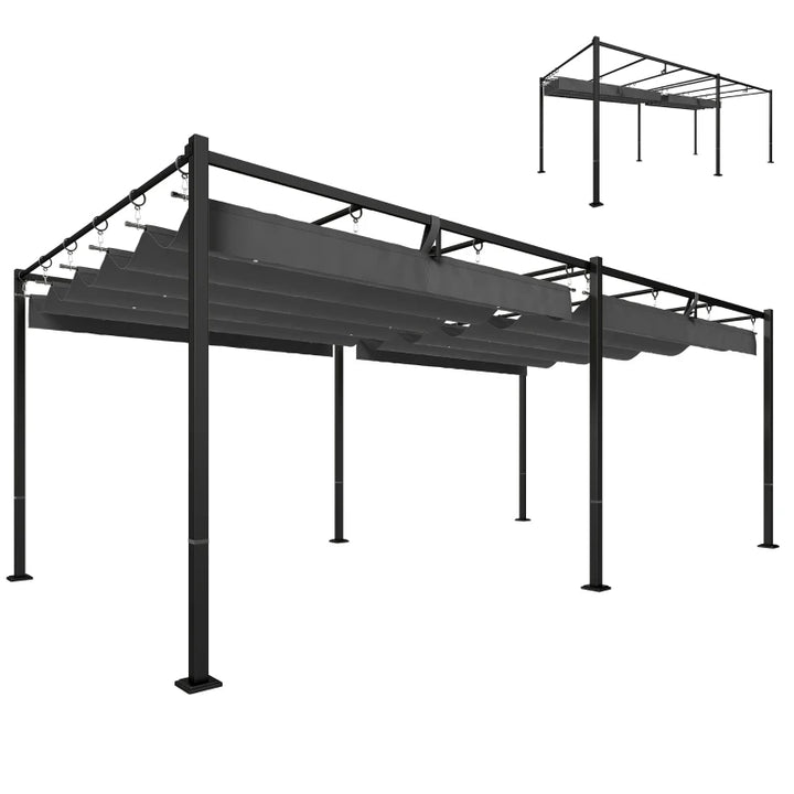 Retractable Pergola 19x10 ft Patio Sun Shade Shelter - UV50+ Weather Protection