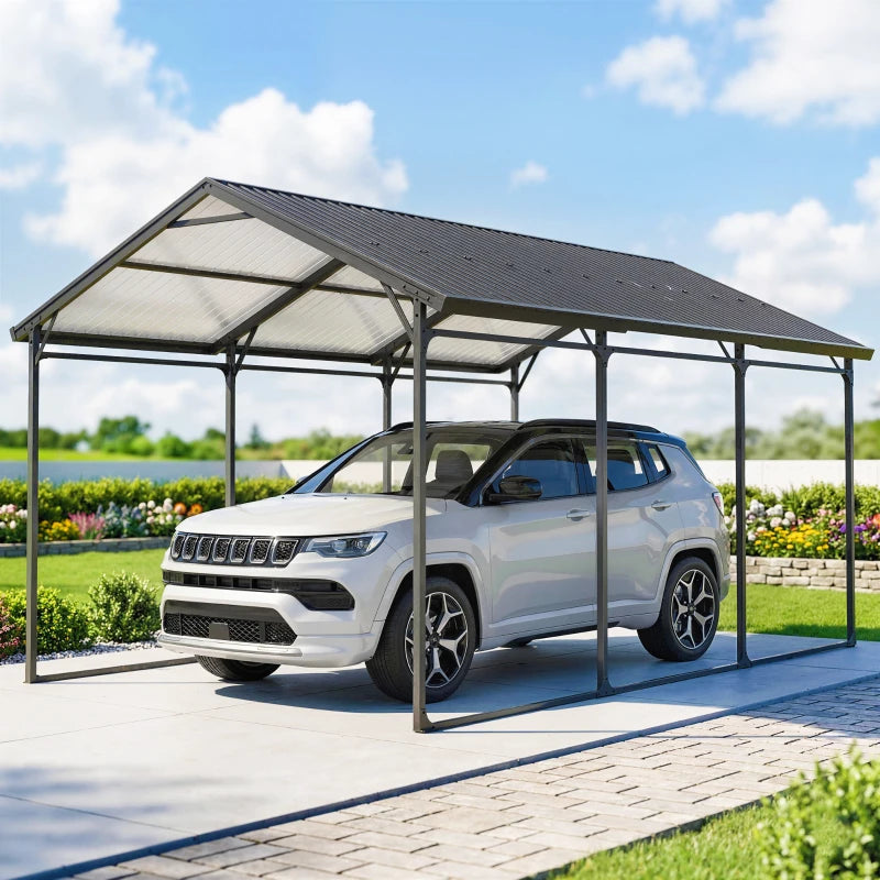Heavy-Duty 10 x 15ft Metal Carport Canopy - Reinforced Steel Frame & All-Weather Protection