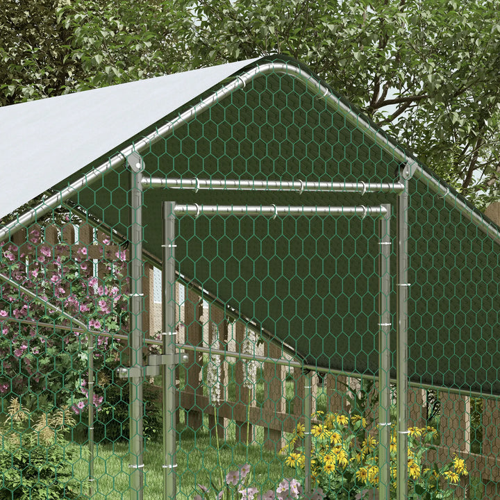 32.8' x 9.8' x 6.4' Large Galv Steel Chicken Run Outdoor Coop Cage Shelter for Pet Fence Yard
