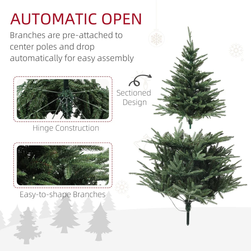 5ft 542-Tip Prelit Natural-Look Artificial Christmas Holiday Fake Tree w 200 LED Lights, Green