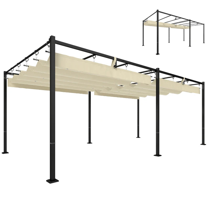 19' x 10' Retractable Pergola with Canopy - UV50+ Sun Shade Protection
