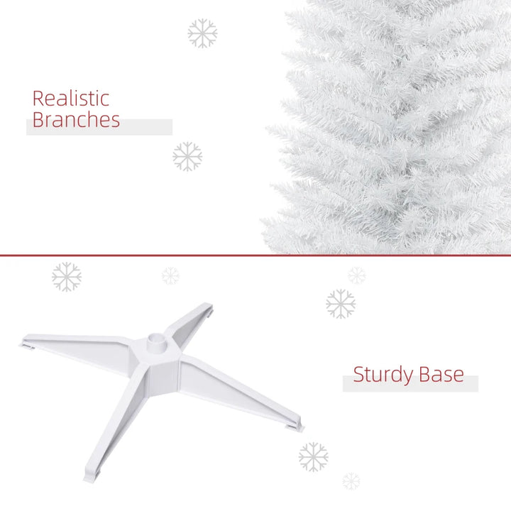 NEW 7ft 499-Tip Unlit Slim Pencil Artificial Christmas Holiday Xmas Tree Decor w Base, White