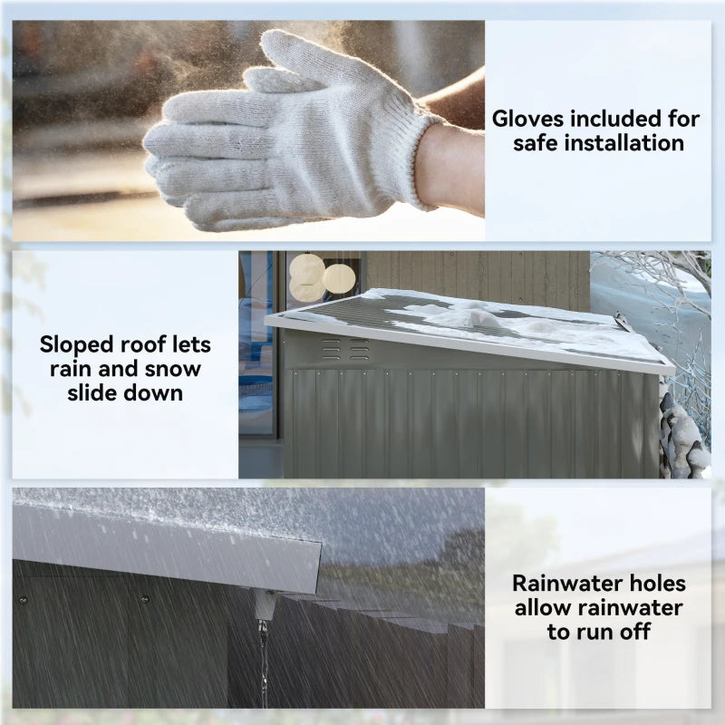 Galvanized Steel Outdoor Storage Shed 8.5' x 6' - Durable Weather-Resistant Garden Storage