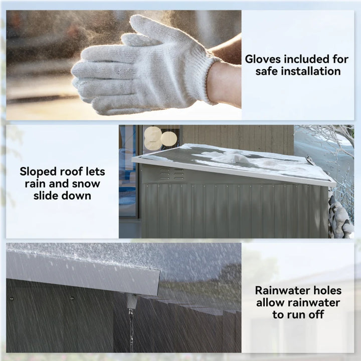 Galvanized Steel Outdoor Storage Shed 8.5' x 6' - Durable Weather-Resistant Garden Storage
