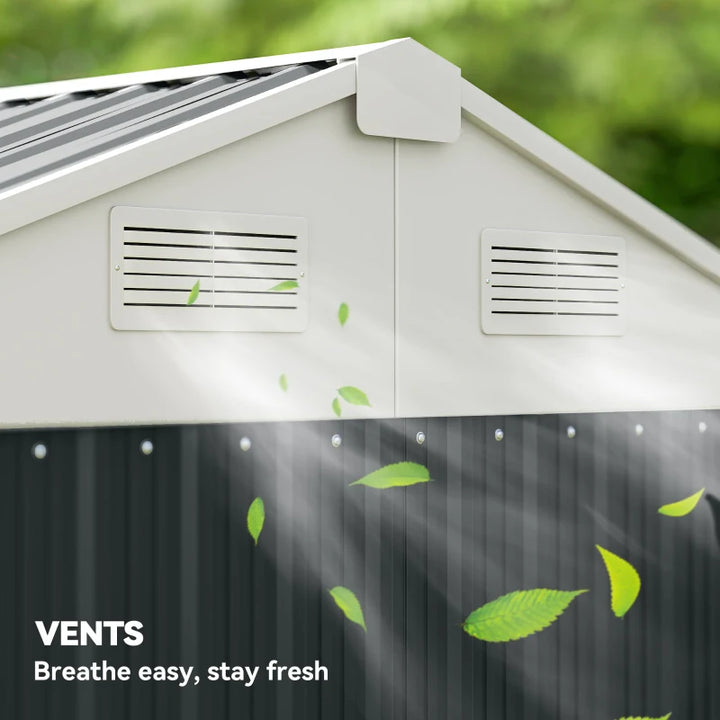 7' x 6' Tall Outdoor Storage Shed - Waterproof Lockable Metal Garden Storage