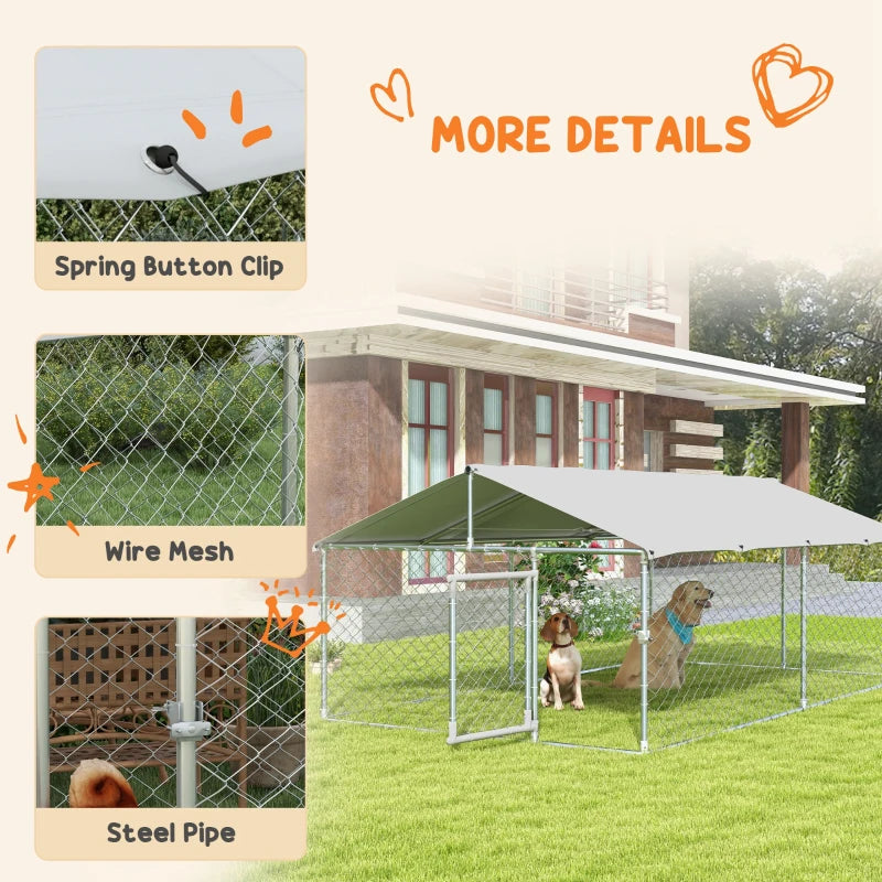 13' x 7.5' x 5' Galv Steel Dog House w Door, Roof, Playpen Kennel Shelter Heavy Duty Outdoor