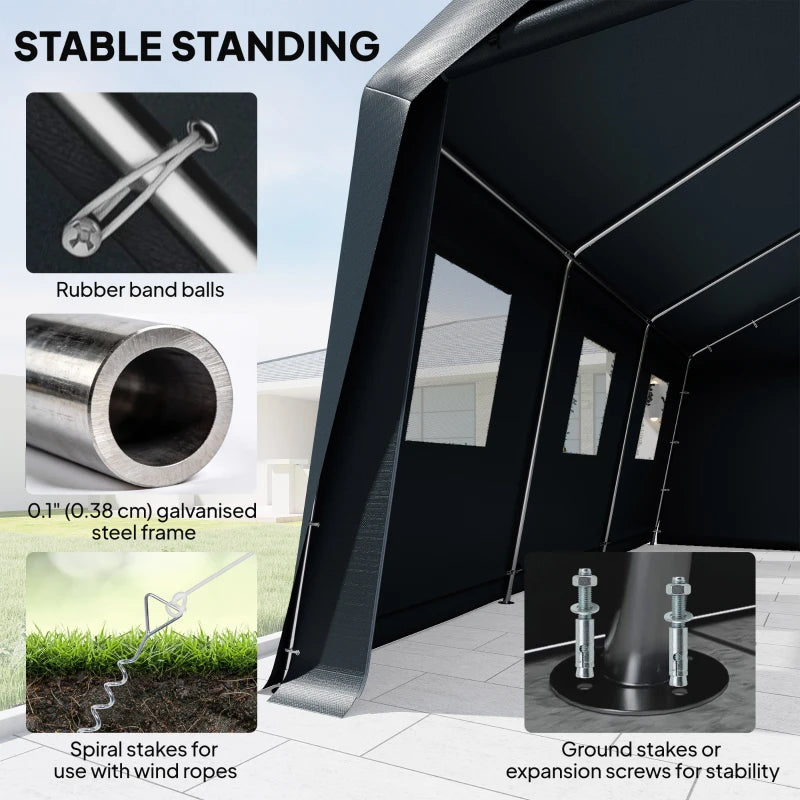 20 x 13 Ft Portable Carport Shelter - Weather-Resistant Steel Frame Garage