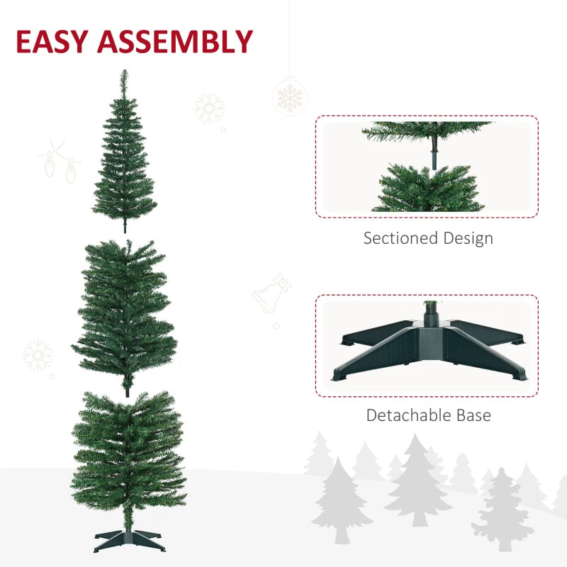 NEW 7ft 499-Tip Unlit Slim Pencil Artificial Christmas Holiday Xmas Tree Decor w Base, Green