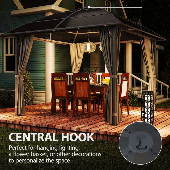 10' x 10' Outdoor Hardtop Gazebo Canopy with UV50+ Roof - Durable Patio Shelter