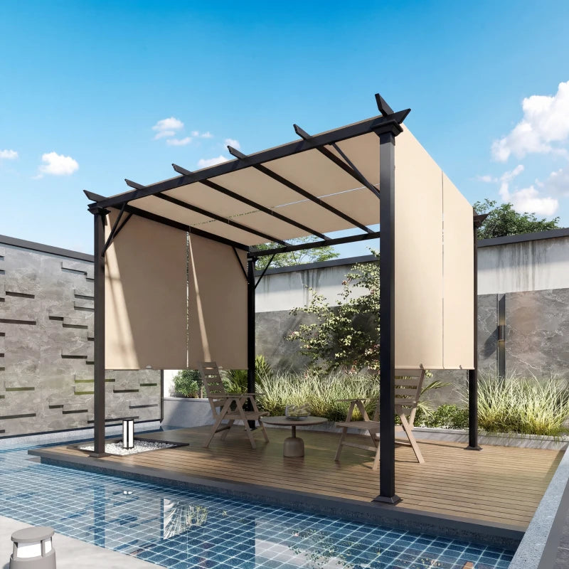 12' x 10' Outdoor Patio Gazebo Pergola with Retractable Canopy - Adjustable Shade and Durable Steel Frame