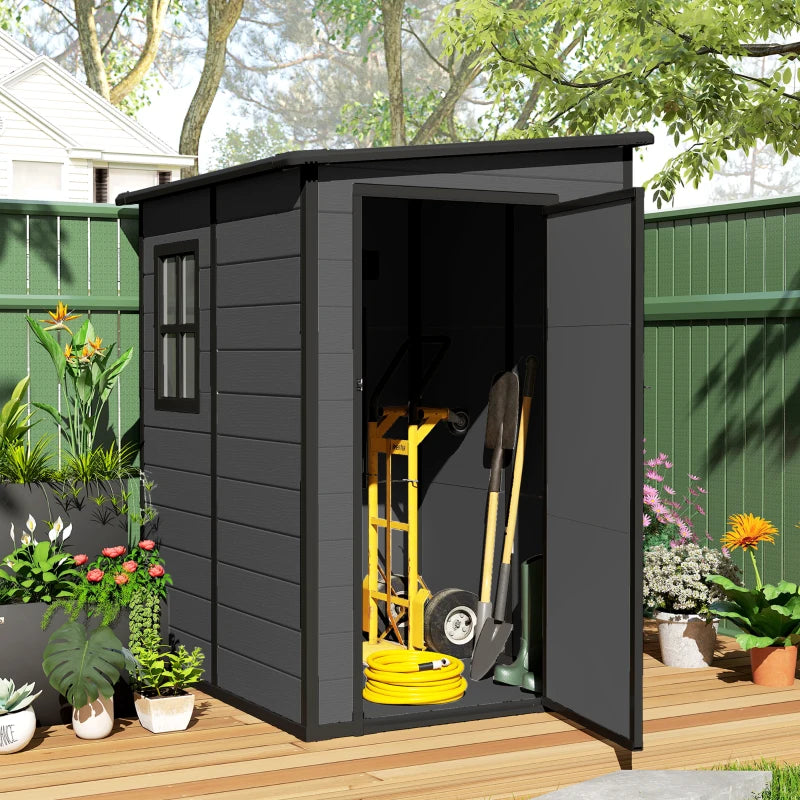 4'x5' Garden Storage Shed Lean-To - Lockable Weatherproof Outdoor Tool Storage
