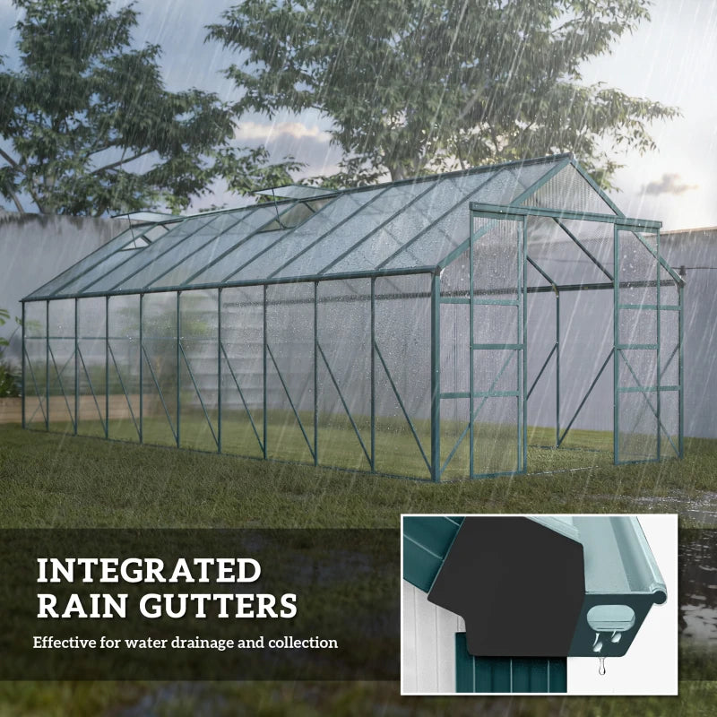 Aluminum Polycarbonate Walk-In Garden Greenhouse - Year-Round Plant Protection