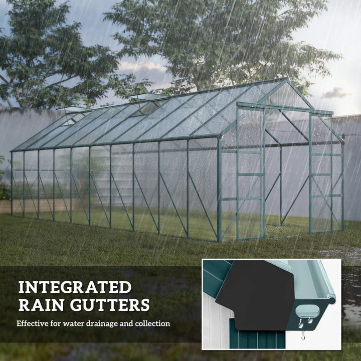 Aluminum Polycarbonate Walk-In Garden Greenhouse - Year-Round Plant Protection