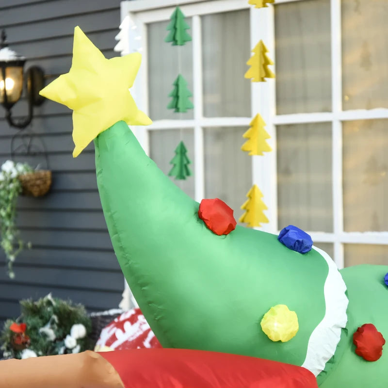 6ft Long Inflatable Holiday Christmas Outdoor Blow Up Lawn Display w Light, Santa in Red Truck