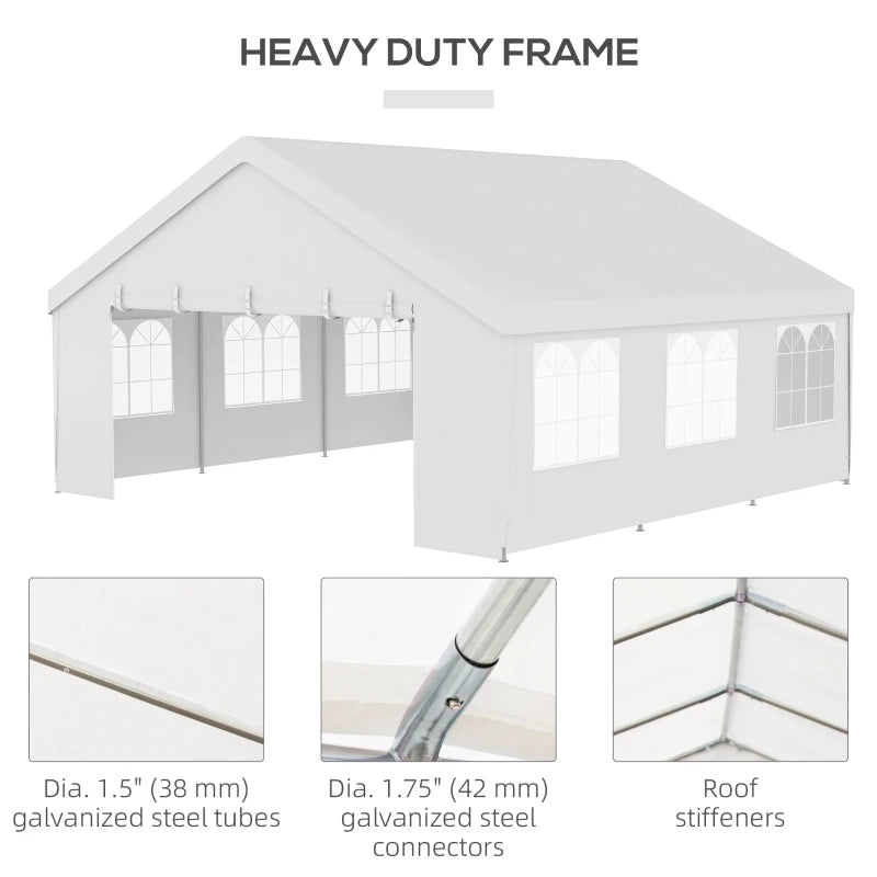 19.5' x 19' Heavy Duty Outdoor Party Event Tent Canopy Wedding Shelter w Walls, Windows, White