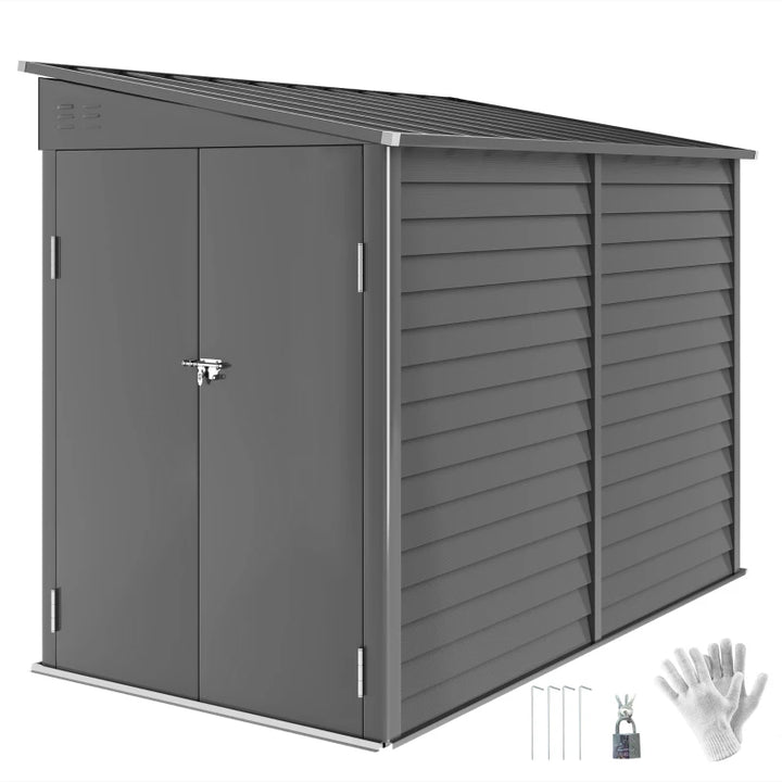 Steel Outdoor Storage Shed Lean To Design - Durable Weather Resistant Tool Storage