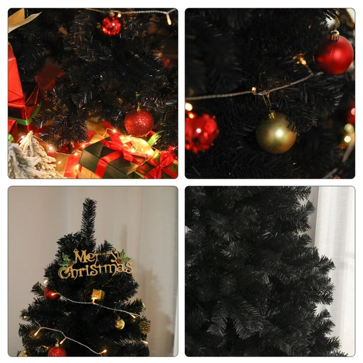 NEW 6ft 928-Tip Unlit Artificial Christmas Holiday Xmas Tree Decor w Foldable Base, Black