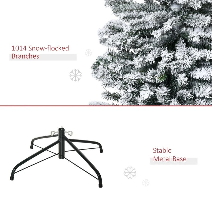 9ft 1014-Tip Unlit Snow Flocked Slim Artificial Pencil Christmas Holiday Xmas Tree, Green