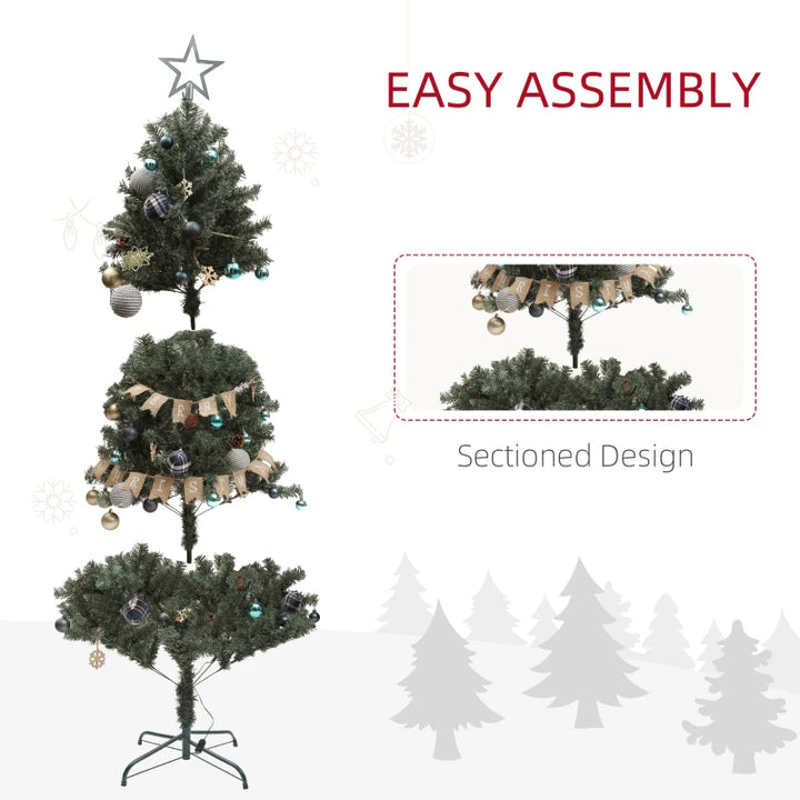 NEW 6ft 353-Tip Prelit Decorated Artificial Merry Christmas Tree 150 Lights, Farmhouse Ornaments