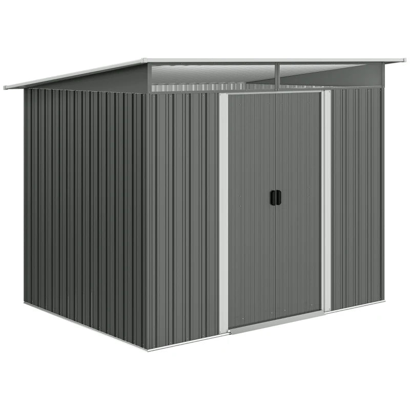 Outdoor Metal Garden Shed 9' x 6.5' - Durable Backyard Tool Storage