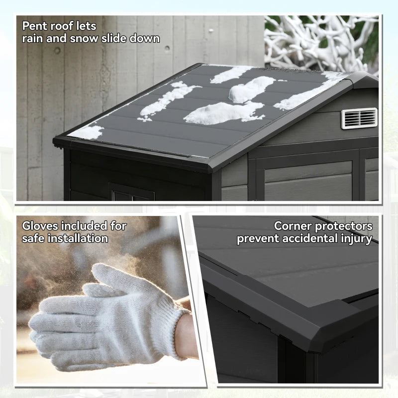 6x4.5FT Plastic Garden Shed with Lockable Double Doors and Ventilation - Weatherproof Tool Storage