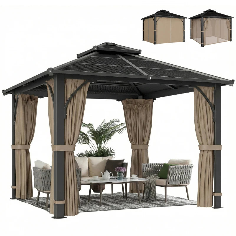 10' x 10' Hardtop Gazebo with Polycarbonate Roof - Durable Outdoor Patio Shelter