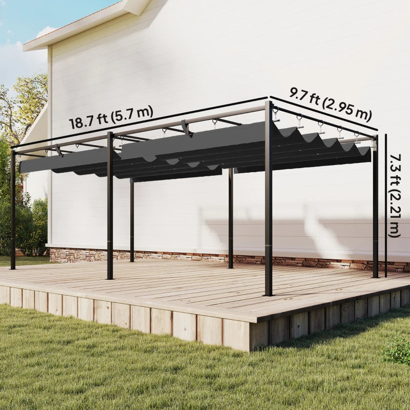 Retractable Pergola 19x10 ft Patio Sun Shade Shelter - UV50+ Weather Protection