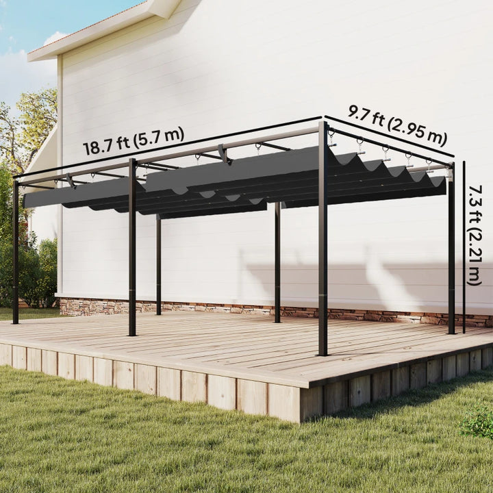 Retractable Pergola 19x10 ft Patio Sun Shade Shelter - UV50+ Weather Protection