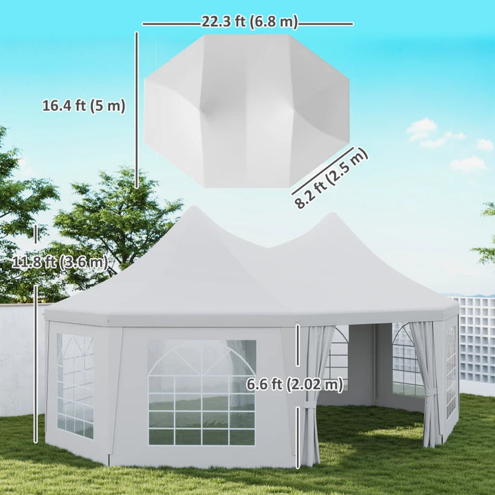 Octagonal Wedding Event Party Tent - Spacious Outdoor Gazebo with Removable Walls