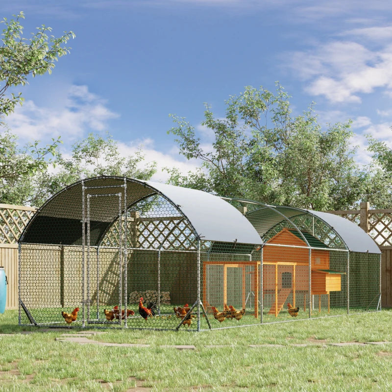 9.2' x 24.9' x 6.5' Large Galv Steel Chicken Run Coop Cage Shelter for Small Pets Outdoor Yard