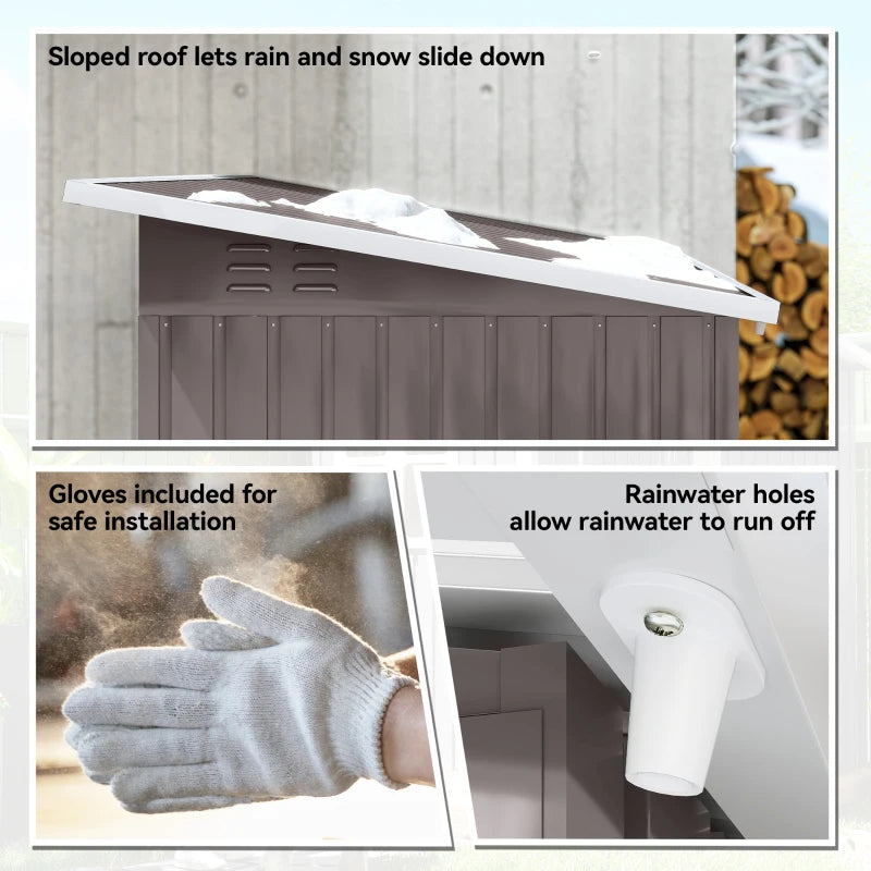 Galvanized Steel Outdoor Storage Shed - Secure Garden Storage with Ventilation