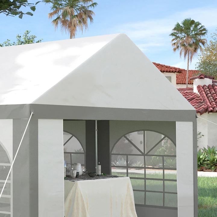 20' x 13' Portable Event Party Wedding Tent Outdoor Canopy w 6 Window Walls, Doors, White, Grey