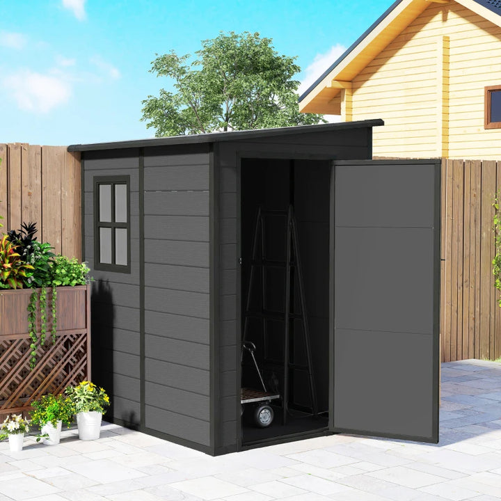 4'x5' Garden Storage Shed Lean-To - Lockable Weatherproof Outdoor Tool Storage