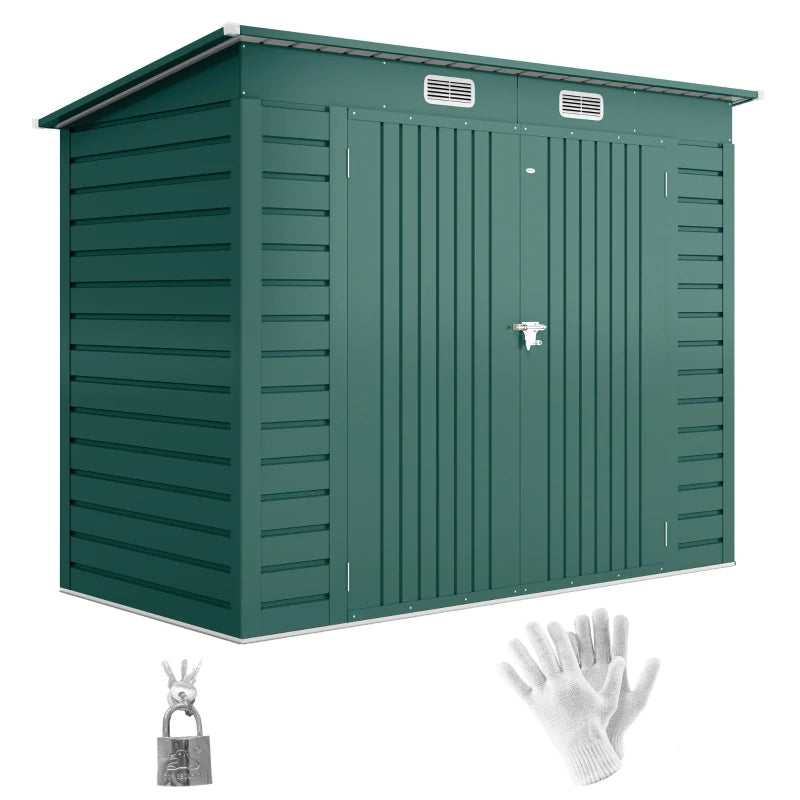 Galvanized Garden Storage Shed 8x4FT - Durable Metal Outdoor Shed with Double Doors and Vents