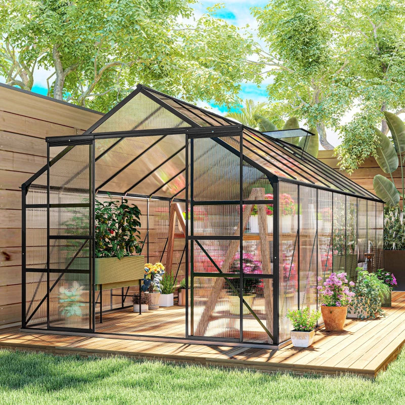 Aluminum Polycarbonate Walk-In Garden Greenhouse Kit - Spacious Year-Round Plant Protection