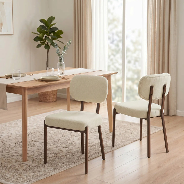Heritage Upholstered Linen-Look Dining Chairs - Modern Comfort & Style, Set of 2, Beige
