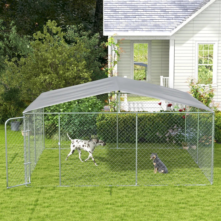 15' x 15' x 7.5' Lg Galv Steel Dog House, Door, Roof, Playpen Kennel Shelter Heavy Duty Outdoor