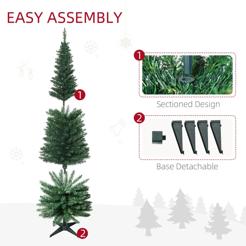 NEW 6ft 390-Tip Unlit Slim Pencil Artificial Christmas Holiday Xmas Tree Decor w Base, Green