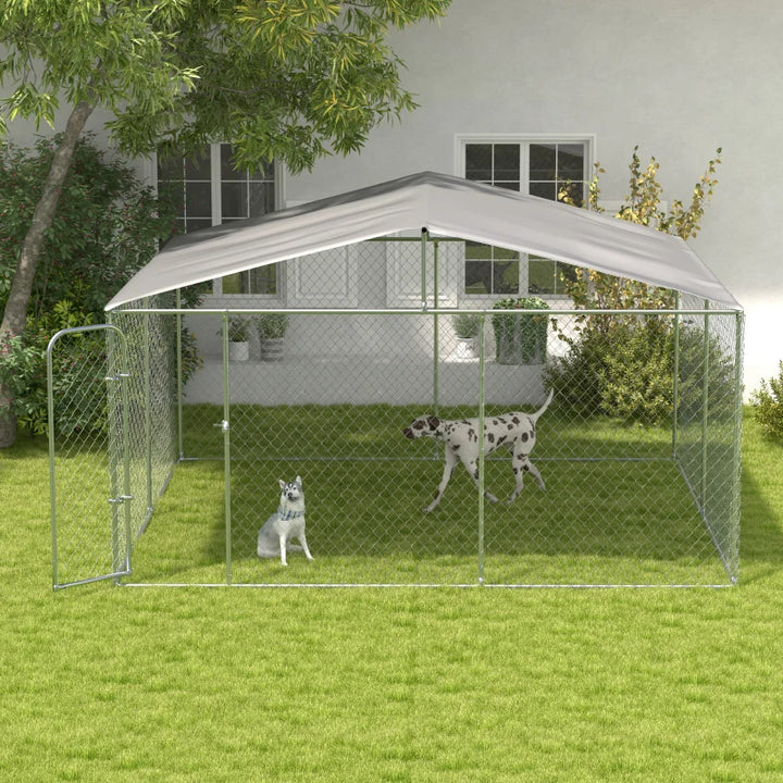 13' x 13' x 7.5' Lg Galv Steel Dog House, Door, Roof, Playpen Kennel Shelter Heavy Duty Outdoor