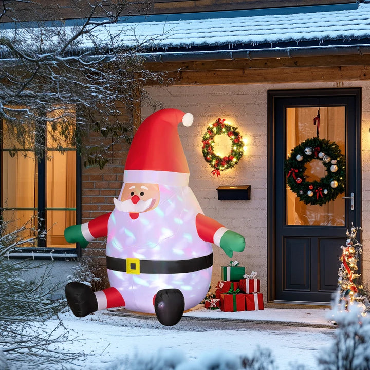 NEW 6ft Inflatable Holiday Christmas Outdoor Blow Up Lawn Display w Colourful Lights, Sitting Santa