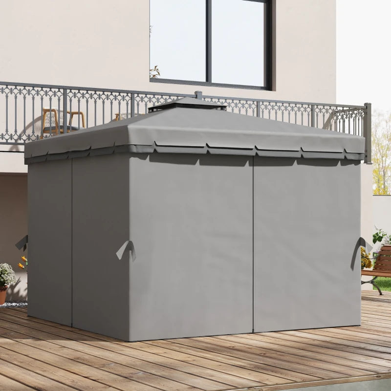 10' x 10' 2-Tier Outdoor Gazebo Canopy Tent with Mesh Sidewalls - Durable Weather-Resistant Patio Shelter