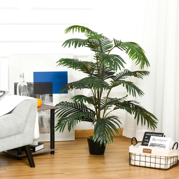 4.6 FT Artificial Realistic Palm Tree Plant w Planter Pot, Indoor Outdoor Home Office Décor