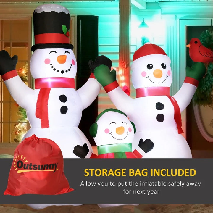 6.5ft Inflatable Holiday Christmas Outdoor Decoration, Light, Snowman Family, Red Cardinal