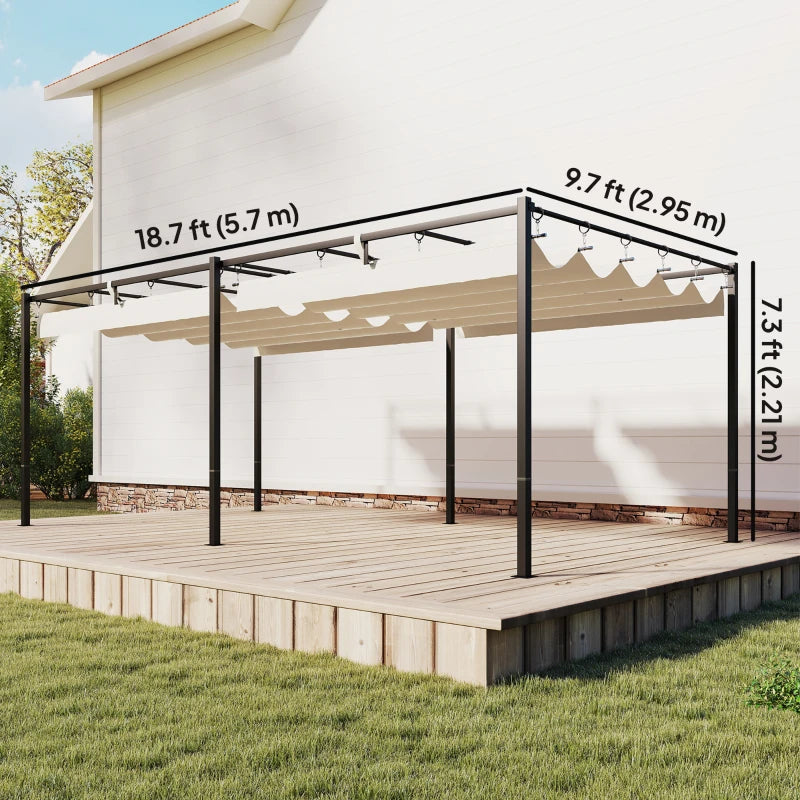 19' x 10' Retractable Pergola with Canopy - UV50+ Sun Shade Protection