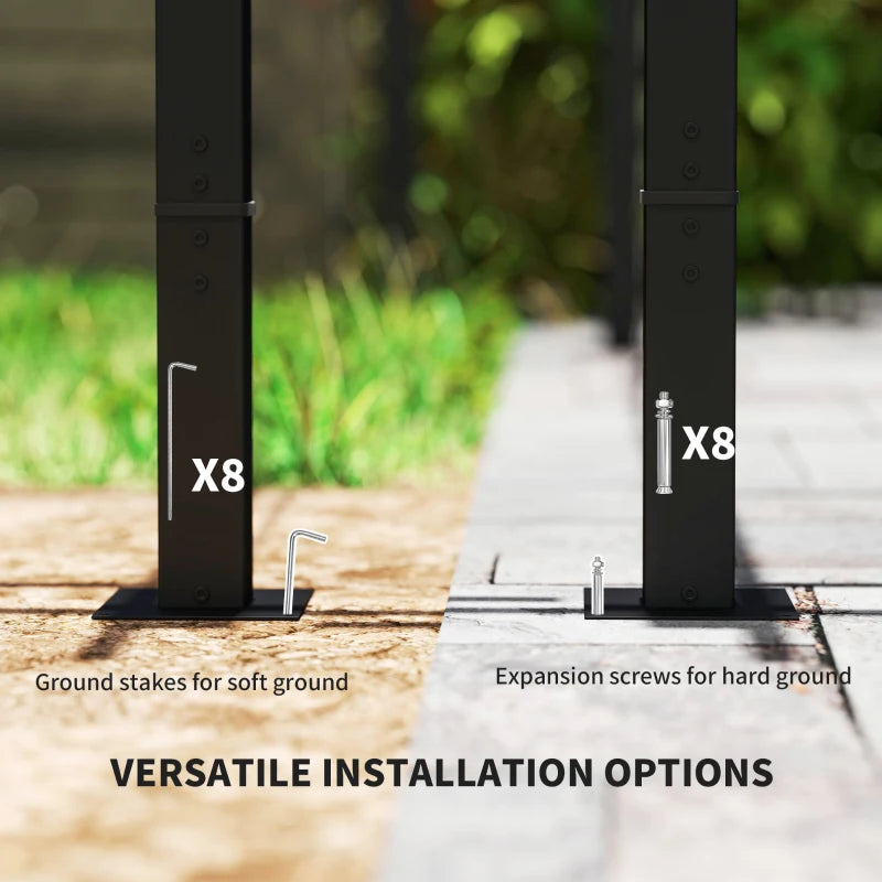 Metal Retractable Pergola Canopy with Sidewalls - UPF30+ Outdoor Sun Shade Shelter