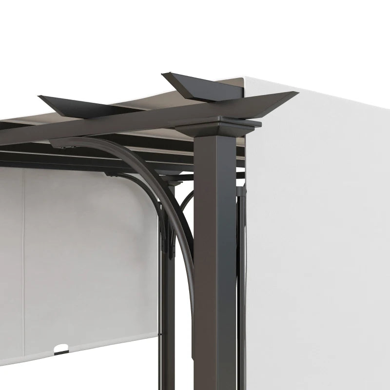 10' x 10' Outdoor Pergola Patio Gazebo Canopy - Adjustable Sun Shelter with Steel Frame