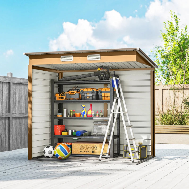 Galvanized Garden Storage Shed 6' x 4' - Durable Metal Outdoor Storage with Double Doors and Vents
