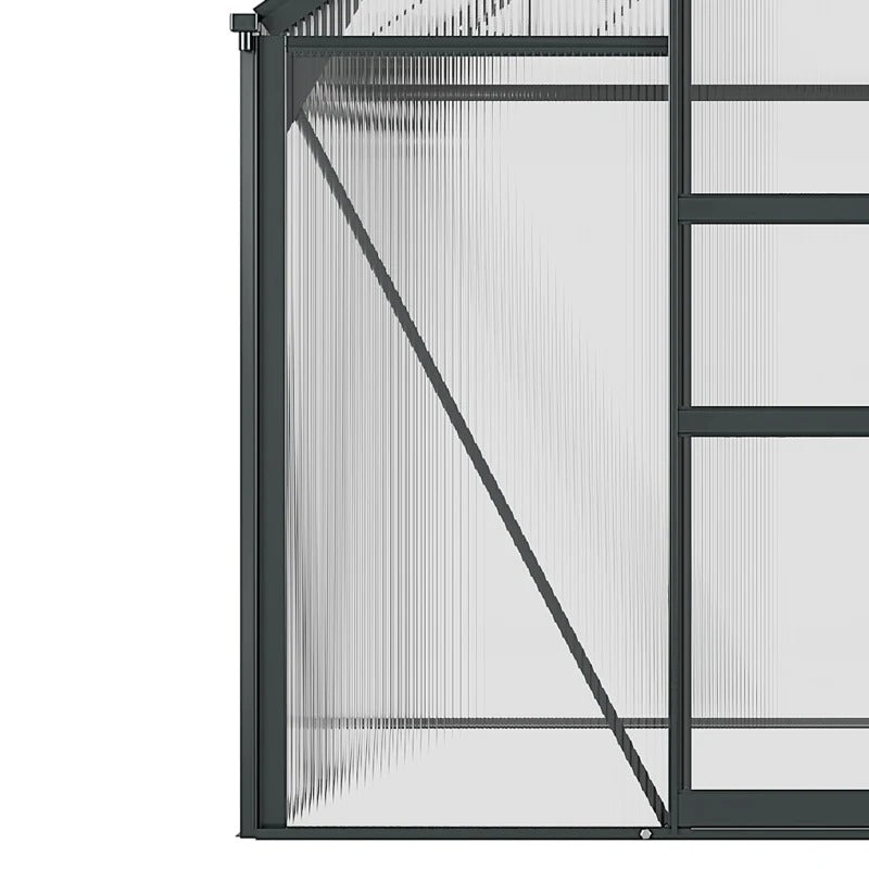 6' x 6' x 7' Walk-in Aluminum Polycarbonate Greenhouse Outdoor Garden Flowers Vegetables, Grey